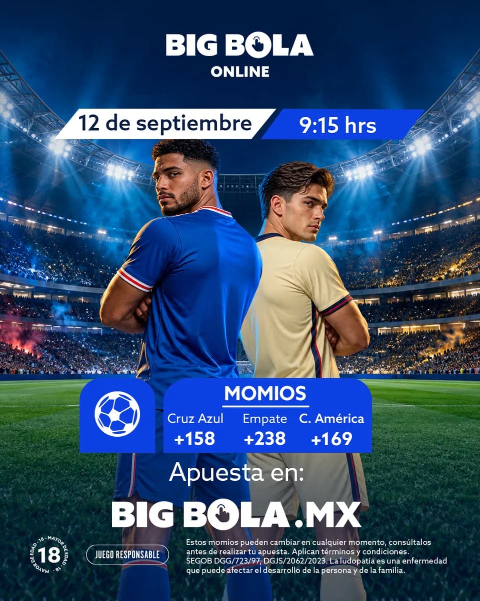 Publicación de Big Bola Online sobre el partido Cruz Azul contra América
