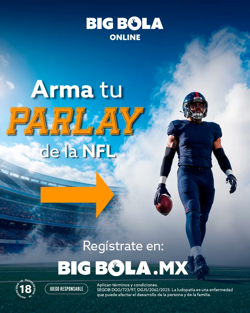 Publicación de Big Bola Online para armar un parlay de la NFL